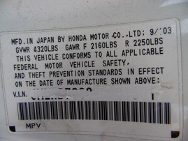 2004 HONDA CR-V EX WHITE 2.4L AT 4WD A18804